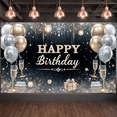 thumbnail image 6 of Gold Silver Theme Banner Glittery Design Birthday Party Backdrop Luxury Style Black Background Celebration Display for Birthday Party Adult Celebration Indoor Decoration, 6 of 9