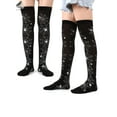 thumbnail image 5 of PULLIMORE 2 Pairs Women Halloween High Long Sockings Over Knees Socks, Spider Pumpkin Bat Skeleton Stockings Festival Cosplay Costume (Spider Web), 5 of 10
