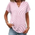 thumbnail image 2 of BOMYJESK Tops for Women Short Sleeve V Neck Tee Shirts Business Casual Floral Print Basic Blouses 2026 Summer Trendy Beach Vacation Loose Fit Clothes Pink XXL, 2 of 7
