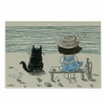 thumbnail image 1 of Animals Cutting Board, Little Girl with Panama Hat Sitting on a Bench with Fluffy Cat by the Seaside, Decorative Tempered Glass Cutting and Serving Board, Small Size, Multicolor, by Ambesonne, 1 of 1