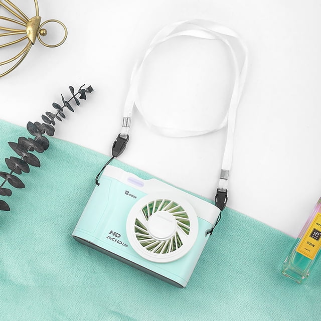 Fiudx Liquidación de ahorros de invierno Ventilador de cámara con carga USB para colgar en el cuello, luz colorida, mini ventilador de escritorio para estudiantes al aire libre