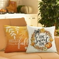 thumbnail image 5 of Hello Fall Pumpkin Decorative Throw Pillow Covers 16x16 Set of 4, Autumn Harvest Maple Leaves Sunflower Porch Patio Outdoor Pillowcase, Farmhouse Thanksgiving Orange Cushion Case Home Decor, 5 of 6