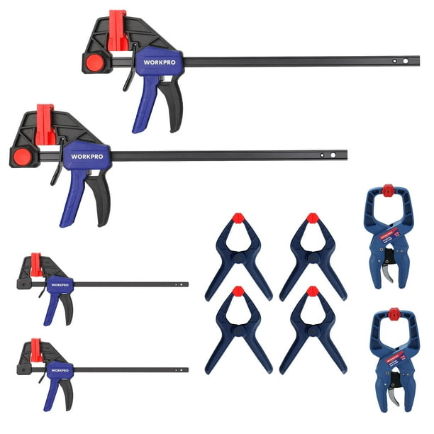 Juego de abrazaderas WORKPRO para carpintería, paquete de 10, con abrazaderas de 12 y 6 barras