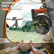 GVDV Camping Fan with LED Lantern, Portable Battery Operated Outdoor Fan, Personal Rechargeable Desk Fan for Travel, Hiking, Fishing, Picnic, Orange