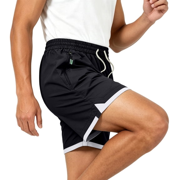 Aimik Athleisure Shorts for Men Side Zip Detail Contrast Trim Mens Workout Shorts Summer Lightweight Fashion Shorts for Training