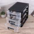 thumbnail image 4 of Three Layer Plastic Drawer Storage Organizer Dresser Organizer Home Dresser (Black and Transparent), 4 of 8