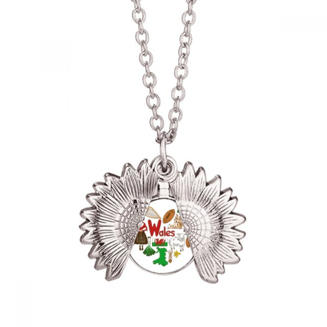 Gales amor corazon UK Landscap bandera nacional Collar de girasol collar collar collar colgante