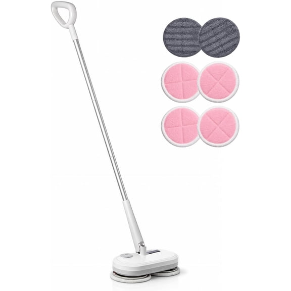 220 RPM Cordless Electric Spin Mop - Lightweight Powerful Cleaner for Hardwood, Tile, Laminate & Vinyl Floors with 6 Washable Pads