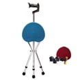 thumbnail image 1 of Bastón plegable con capacidad para 400 lb, ajustable, con asiento para personas de peso pesado, de aleación de aluminio grueso, con asiento tipo taburete, resistente (azul con luz LED)., 1 of 5