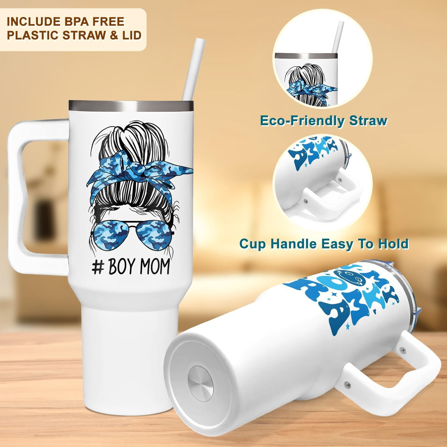 Mothers Day Gifts For Boy Mom, Boy Mom Gifts, Era - In My Boys Moms Era - Funny Tumbler 40oz With Handle