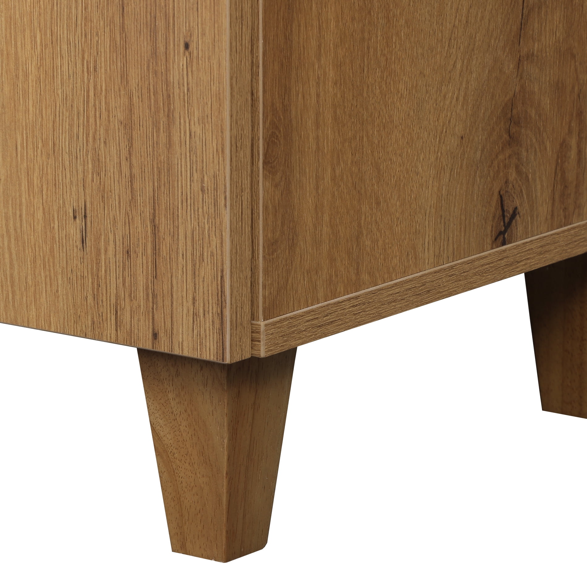 Sideboard Buffet Cabinet with 3 Compartments, 35.4" Wide, Oak Brown Wood Finish