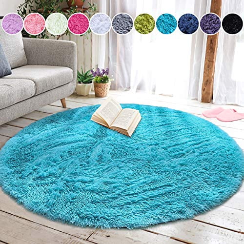 Artificial Plush Round Carpets Anti-Slip Mats For Baby Crawling Soft Rugs Beige 