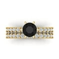 thumbnail image 2 of Clara Pucci 18K Yellow Gold Round Cut 1Ct Natural Onyx Engagement Ring + Matching Band - Luxury Box Included, 2 of 7