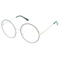 thumbnail image 3 of zeroUV Unisex Oversize Metal Frame Slim Temple Clear Lens Round Eyeglasses 60mm (Black-Gold / Clear) - 60mm, 3 of 5