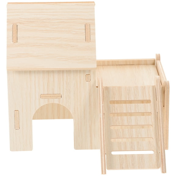 Wooden Pet House for Small Animals Hideout Nest Decor Beige 1 Set