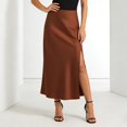 thumbnail image 2 of HGIEYS Women's Satin Maxi Skirts High Waisted A Line Long Skirts Elegant Office Skirts, 2 of 4