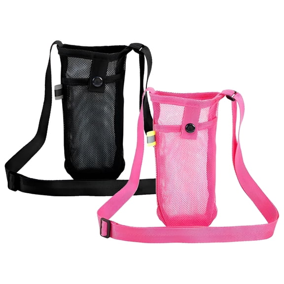 GASTROPOD 2Pcs Water Bottle Holder Mesh Water Bottle Carrier with Adjustable Shoulder Strap, Lightweight Sling Water Bottle Bag Sleeve for Sports Gym Hiking Camping Walking Travelling