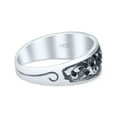 thumbnail image 2 of Engraved Floral Designer Trendy Oxidized Ring Band 925 Sterling Silver Size 7, 2 of 5