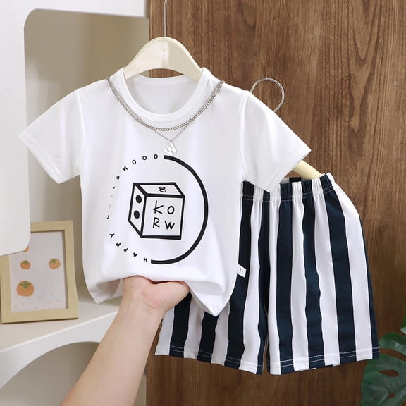 Sentuca Toddler Boys Clothes, Casual Graphic T Shirts and Shorts 2 Piece Sets Comfort Summer Loungewear