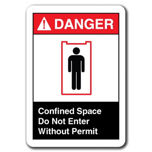 Danger Sign - Confined Space Do Not Enter Without Permit 7"x10" Plastic Safety Sign ansi osha