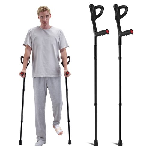 10-Level Adjustable Forearm Crutches, Lightweight Aluminum Walking Support Crutches Pair for Mobility Assistance, 350 lbs Capacity