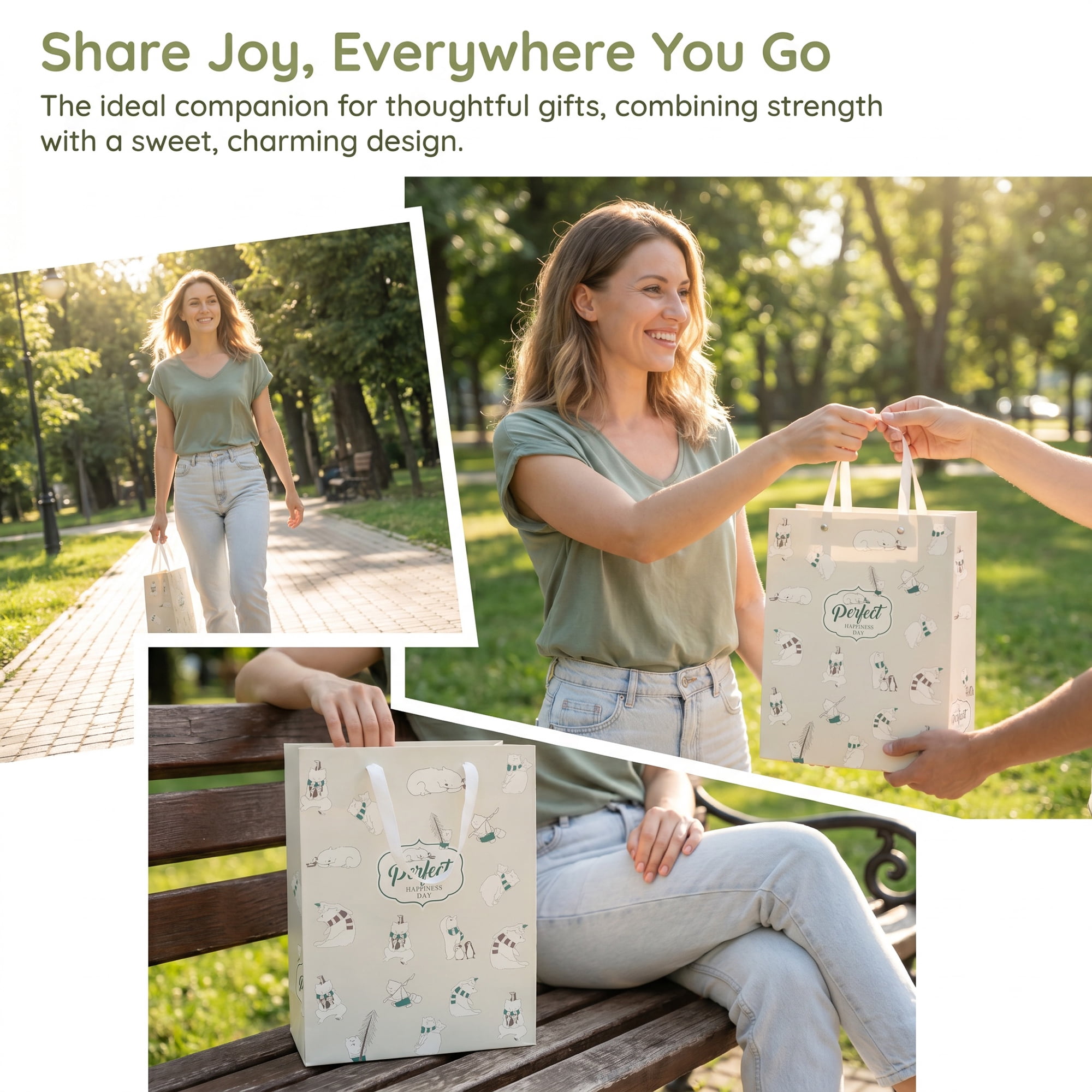 Unique Bargains Thick and Sturdy Gift Bags with High Weight Capacity White 8.5"x 4.3"x 11"