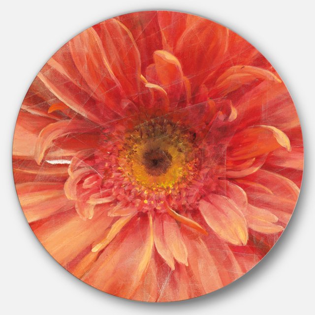 Designart'marguerite Rouge Vif' Art Mural Cercle en Métal Traditionnel - Disque de 36