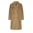 thumbnail image 6 of Fnooota Peacoats for Women 2024, Double Breasted Wool Mid Length Classic Lapel Fall Overcoats Khaki Size S, 6 of 6