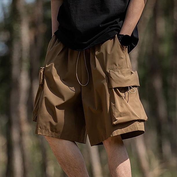 WILLBEST Pantalones Cortos Deportivos para Hombre, Informales, para Exteriores, con Cintura Elástica, Corte Relajado, Ligeros, para Pesca, Senderismo, Trabajo, Pantalones Cortos Cargo