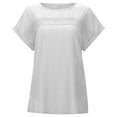 thumbnail image 5 of Womens Tops Casual Loose Fit Crew Neck Short Sleeve T Shirt Floral Lace Blouses,White,XL, 5 of 6