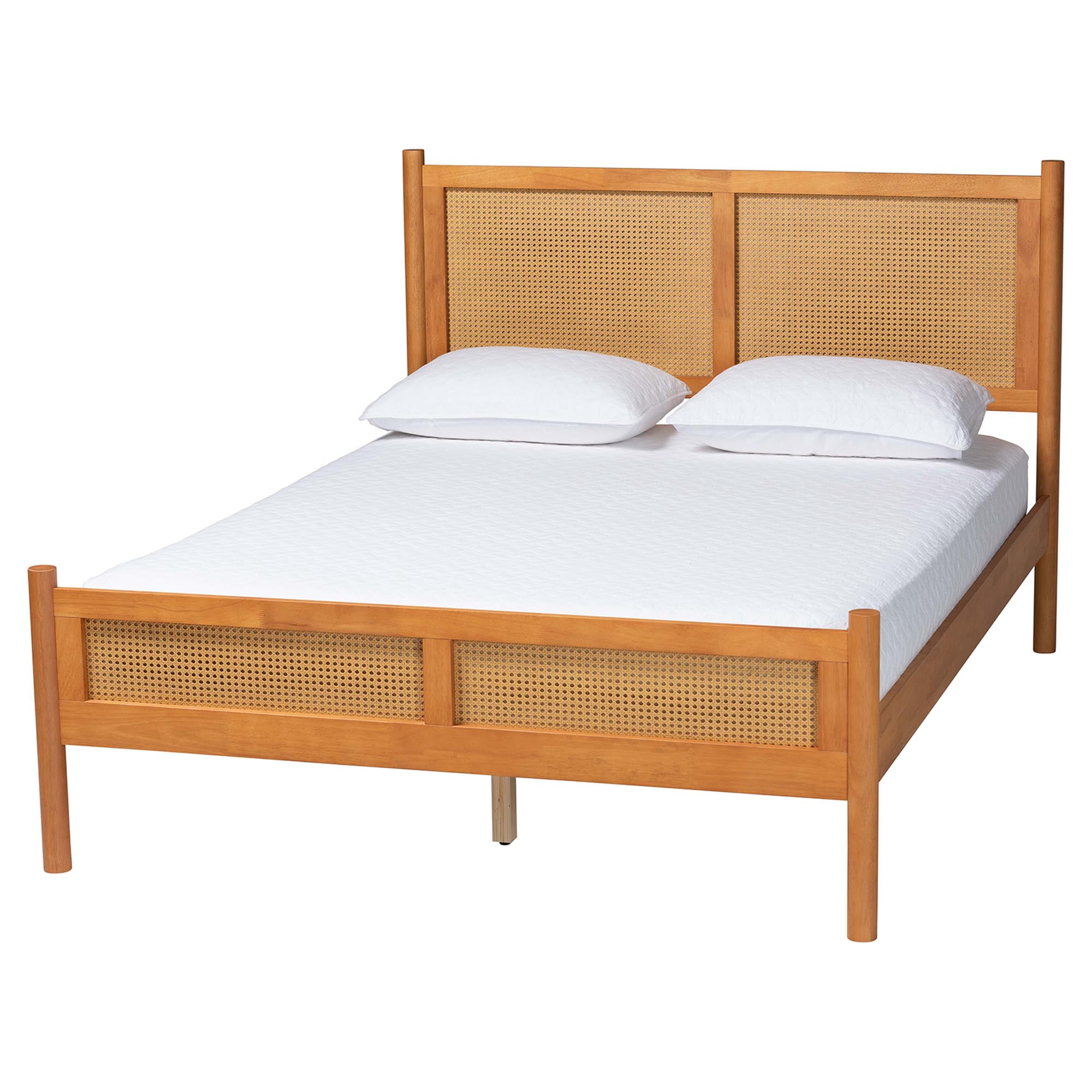 Baxton Studio Jenn Japandi Bedroom Set, 5-Piece, Queen, Golden Brown