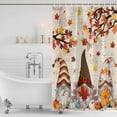 thumbnail image 3 of Fall Gnomes Shower Curtain, Waterproof Shower Curtains for Bathroom, Thanksgiving Maple Leaf Rustic Pumpkin Washable Fabric Bathtub Curtain Set Bath Decor with 12 Hooks 72"x78", 3 of 8