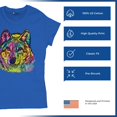 thumbnail image 4 of Tee Hunt Stare of The Wolf T-Shirt Dean Russo Colorful Neon Animal Women's T-Shirt Tee, Blue, XX-Large, 4 of 5