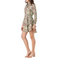 thumbnail image 5 of Allegra K Women's Floral Printed Smocked Waist V Neck Long Sleeve Chiffon Dresses, 5 of 7