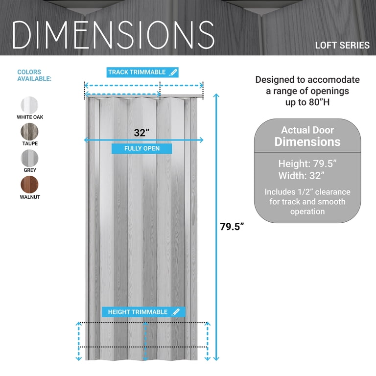 Techni Home Loft Series Double Walled Accordion Door, 32