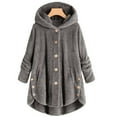 thumbnail image 2 of Womens Cardigan Plus Size Button Plush Tops Hooded Loose Cardigan Wool Coat Winter Jacket Navy Xl, 2 of 3