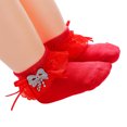 thumbnail image 2 of Infant Baby Girls Ruffle Socks, Sweet Style Eyelet Frilly Lace Princess Dress Ankle Socks with Bow, 2 of 6