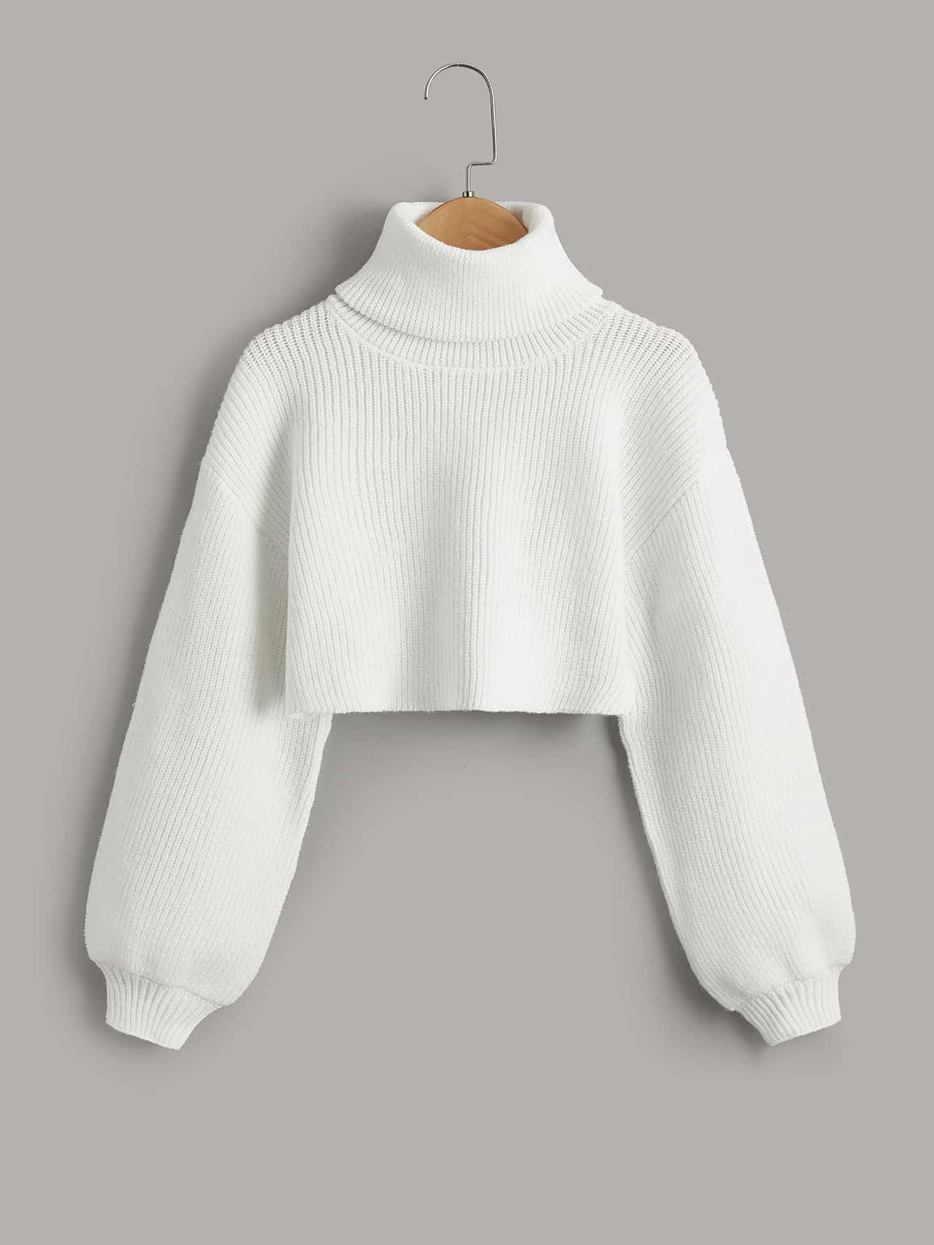 White Girls Turtleneck Lantern Sleeve 