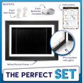 thumbnail image 4 of KOTNYX LED Light Kids Artwork Frame - Front Opening Kids Art Display Picture Frame, Holds 100 Pictures, MDF & Shatter-Resistant Glass, Standing Frame/Wall Hanging,13.3x10, Mat 11.6x8.3 - Black, 4 of 8