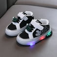 thumbnail image 2 of huajiao Toddler Girls Light Up Shoes Spring PU Leather Walking 𝗙lats 𝗧winkle Lightweight Casual Cute Running Sneakers, 2 of 8