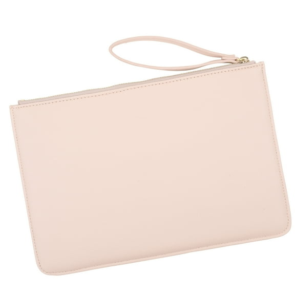 Koyal Wholesale Blush Pink Vegan Leather Wristlet Clutch Purse Pouch Bag for Women, Cosmetic Bag Proposal Gifts, 1-Pack