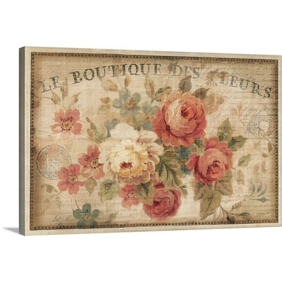 Great Big Canvas "Parisian Flowers III"  by Danhui Nai Dark Forest Green Pink contemporary  Wrapped Canvas Print Wall Artwork