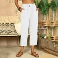 thumbnail image 2 of Outfmvch Jeans For Women Women'S Pants White Linen Pants For Women Tightness Trousers Pocket Casual Plus Size Pants High Waisted Jeans For Women White 3Xl, 2 of 4