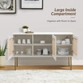 thumbnail image 4 of 54" Storage Sideboard Cabinet,Tina's Home 3 Rattan Doors Metal Legs for Adult Dining Room White, 4 of 7