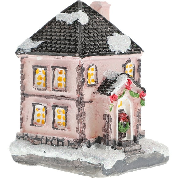 FELTECHELECTR 1 casa luminosa navideña con lámpara LED, modelo de villa de resina, recuerdo de fiesta