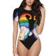 thumbnail image 1 of Fotbe Happy Pride Gnome Body de Mujer con Cuello Redondo y Mangas Cortas, Sin Mangas Ajustado, Suave, Cómodo y Básico-Small, 1 of 7