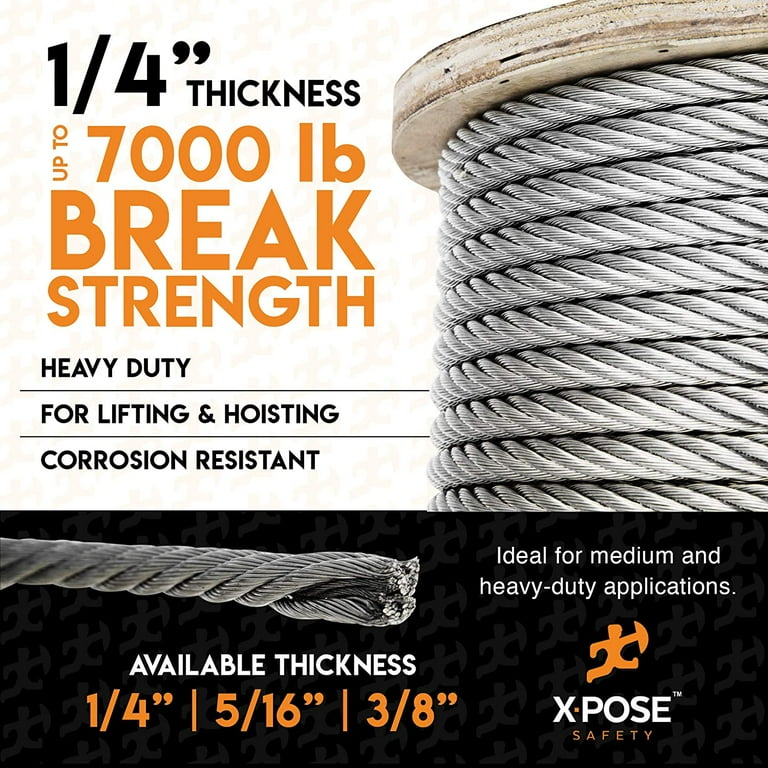 500' Of 5/16" 7x19 Galvanized Steel Aircraft Cable With Cable Clamps - By Pinnon Hatch Farms