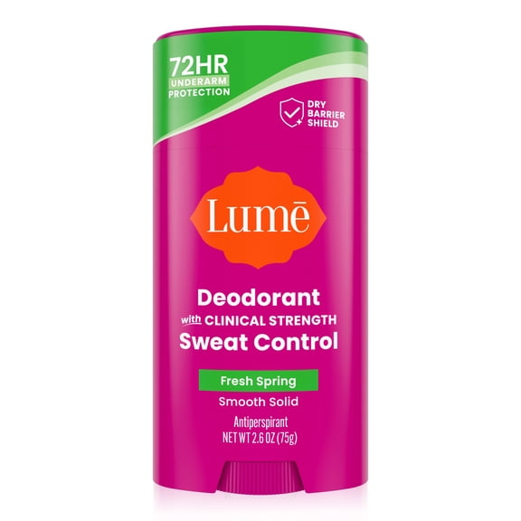 Lume Deodorant Plus Sweat Control - Smooth Solid Stick - Clinical Strength Antiperspirant - Fresh Spring - 2.6oz