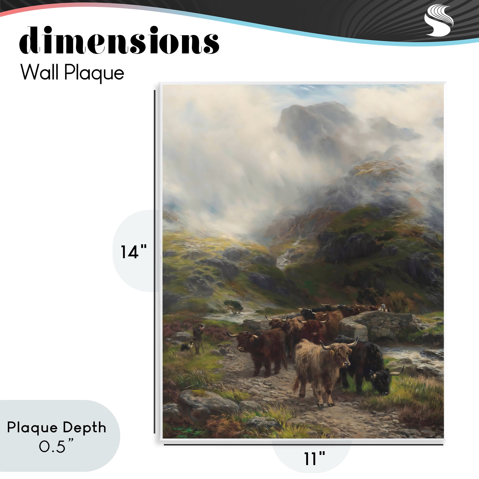 Stupell Industries Moody Highland Cows Herd Wall Plaque Art, design by Arlington Prints