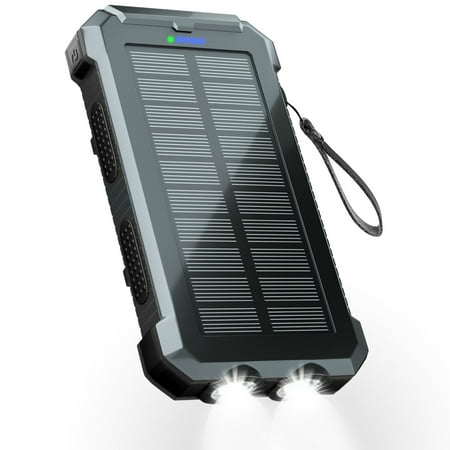 Durecopow 30000mAh Solar Charger for Cell Phone iPhone, Portable Solar Power Bank with Dual 5V USB Ports, 2 LED Light Flashlight, Compass Battery Pack for Outdoor Camping Hiking (Black)